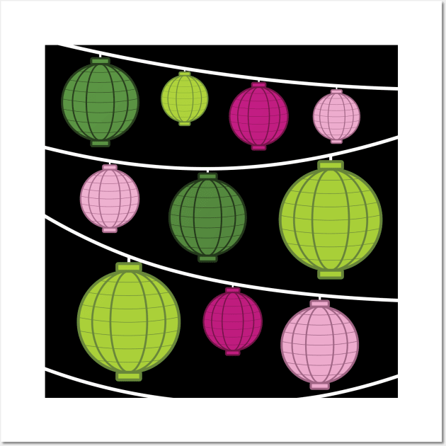 Lanterns | Green Pink Wall Art by Wintre2